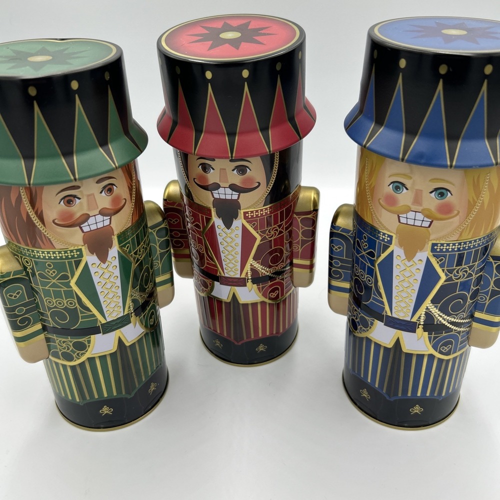 Christmas Nutcracker Soldier Bonnie & Pop New York‎  Empty Tins 9.5" Lot of 3